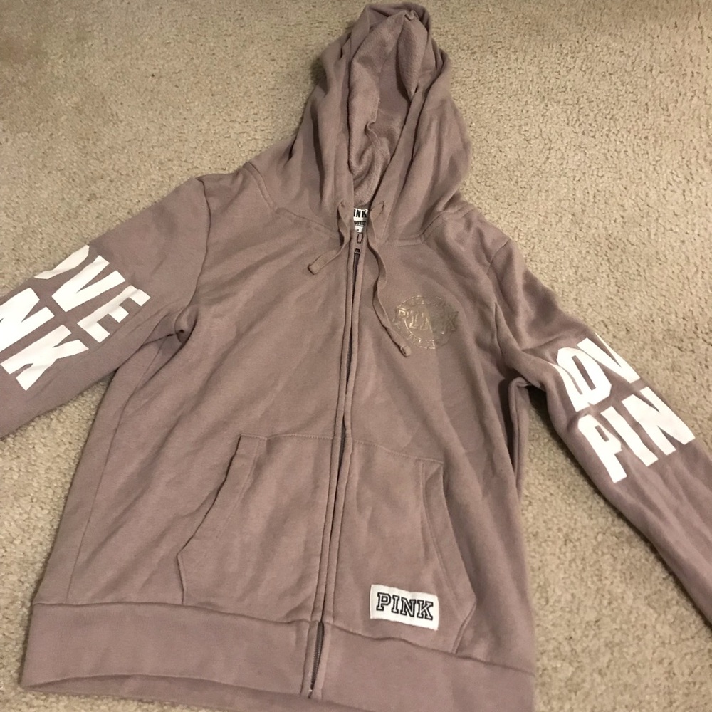 VS pink sweatshirt zip up medium tea pink